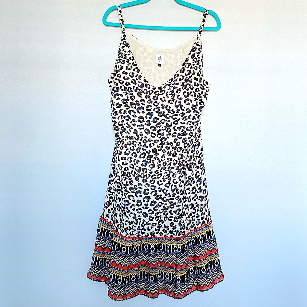 CAbi Women’s Safari Leopard Print Ruffle Slip Dress #5115 Large
